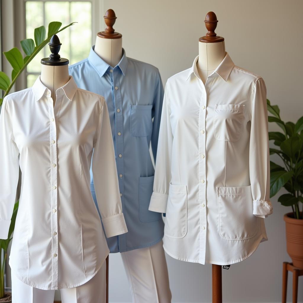 Therapist shirts made from cotton and linen.