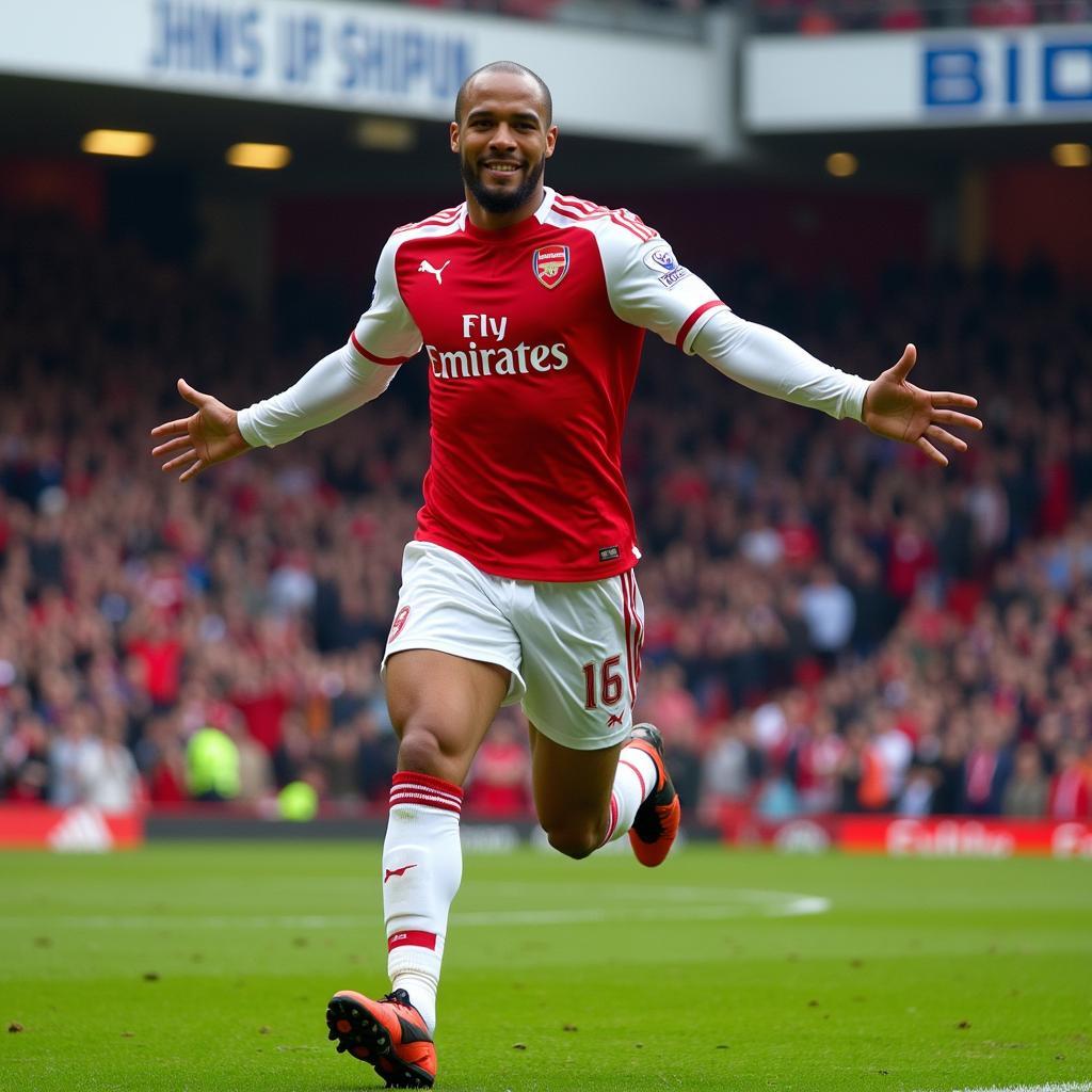 Thierry Henry celebrating in his Arsenal jersey