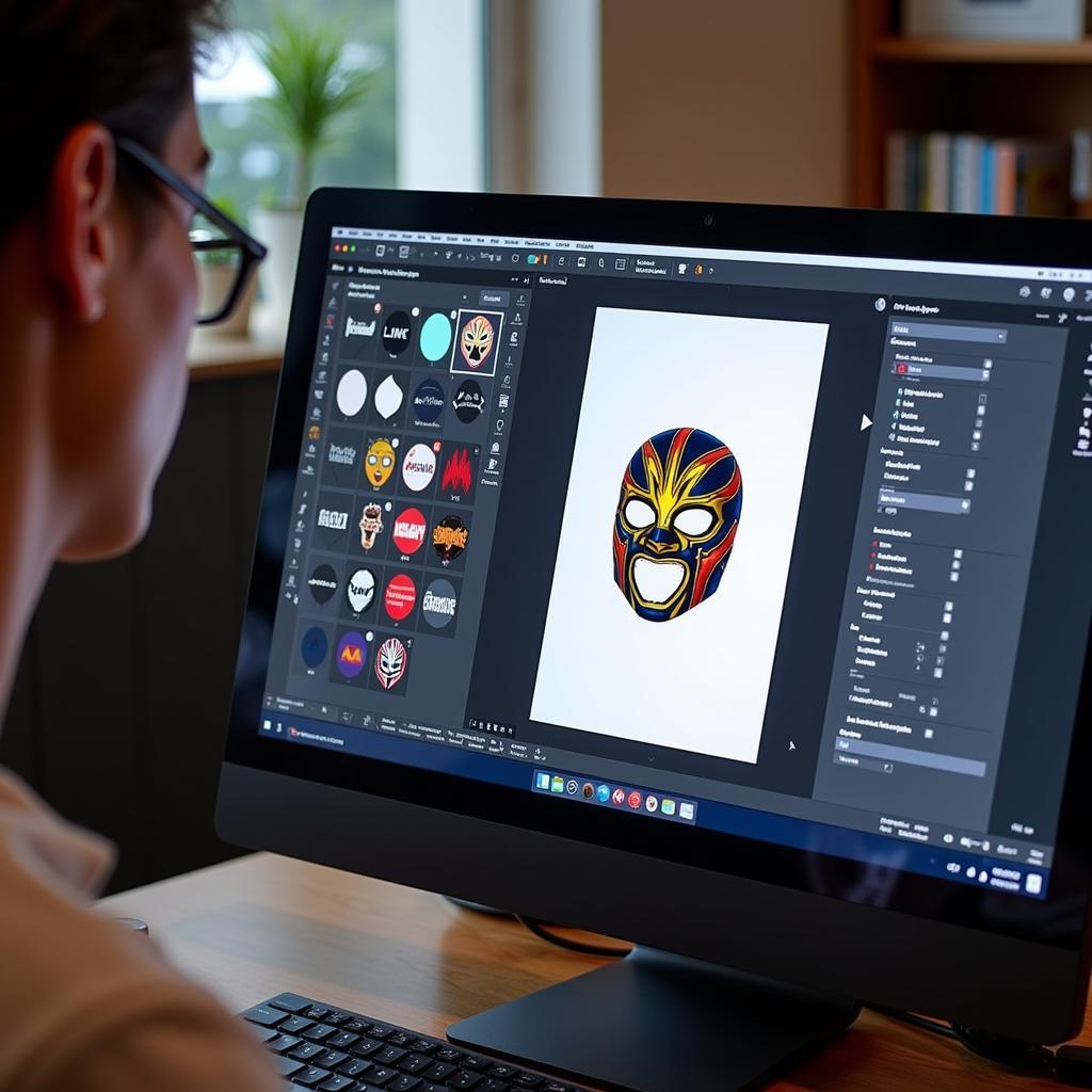 Designing a Lucha Libre mask on a computer