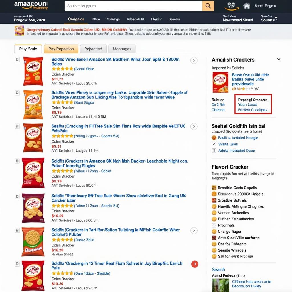 Searching for Goldfish Crackers on Amazon UK