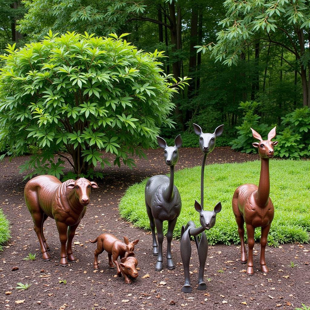 Outdoor Art Decor: Metal Sculptures in a Garden