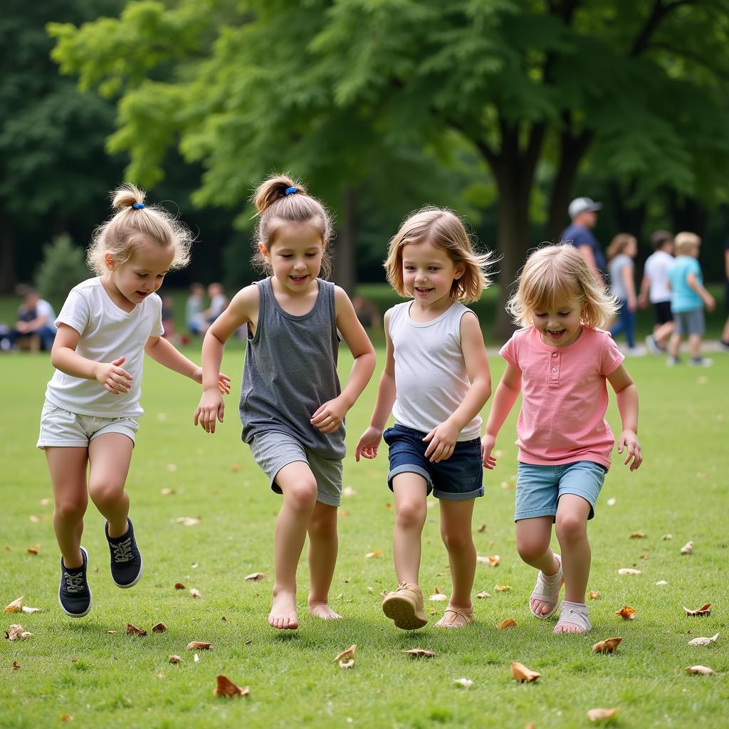 Children playing in minimalist shoes in a Sofia park