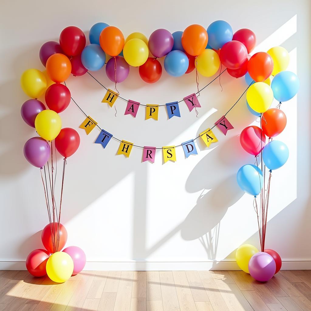 DIY Fathers Day Photo Backdrop with Balloons and Streamers