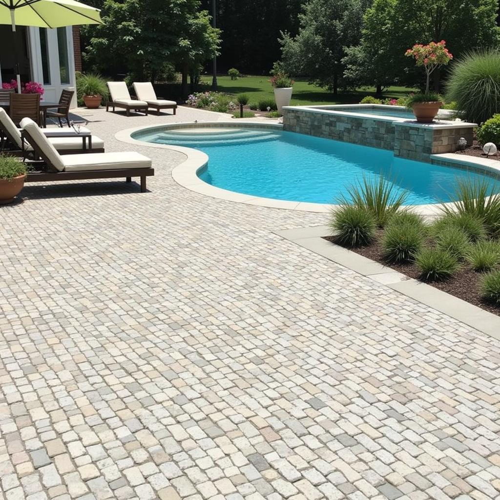 Outdoor applications of Italian mosaic tiles include pools and patios.