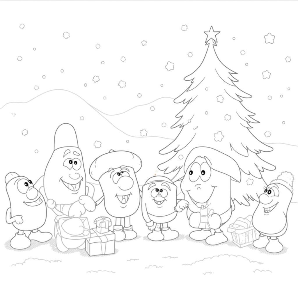 Veggie Tales Christmas Coloring Page