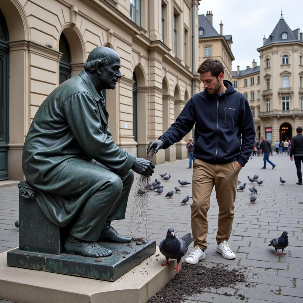 Cleaning pigeon droppings