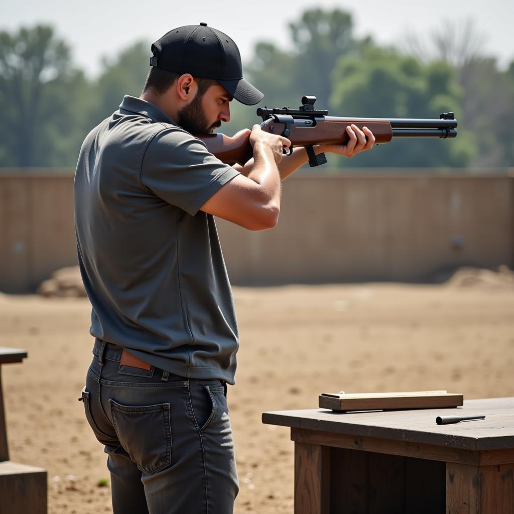 Victor Sinclair practicing double shots during training