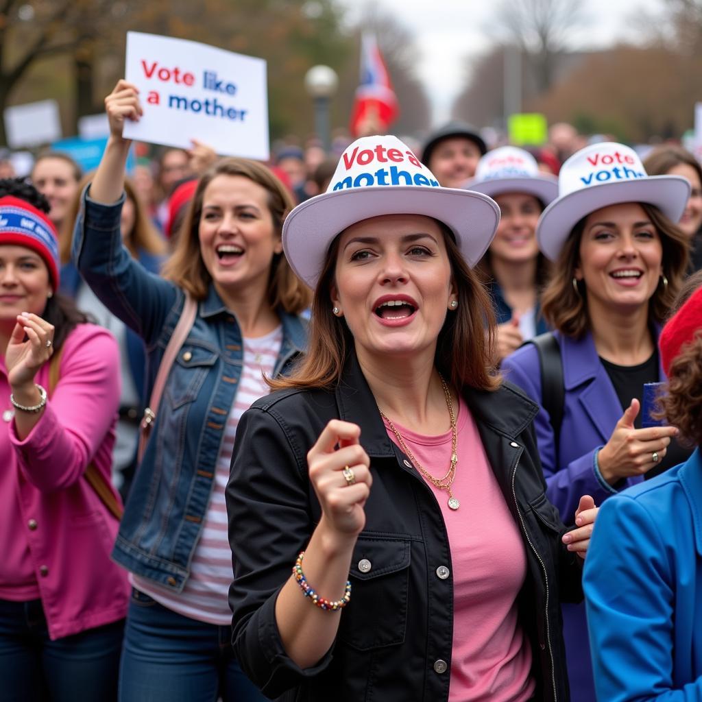 Mothers Rallying with Vote Like a Mother Hats