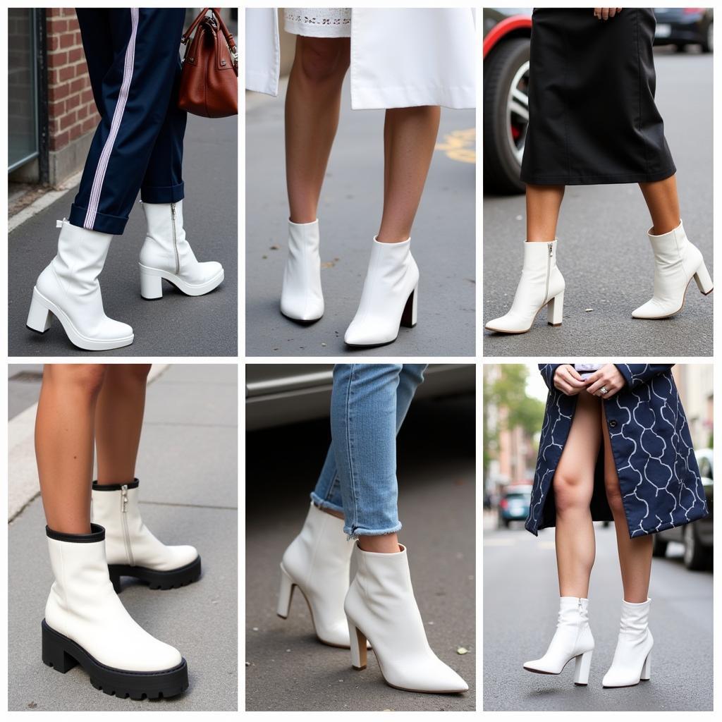 Những đôi white boots sành điệu trên phố