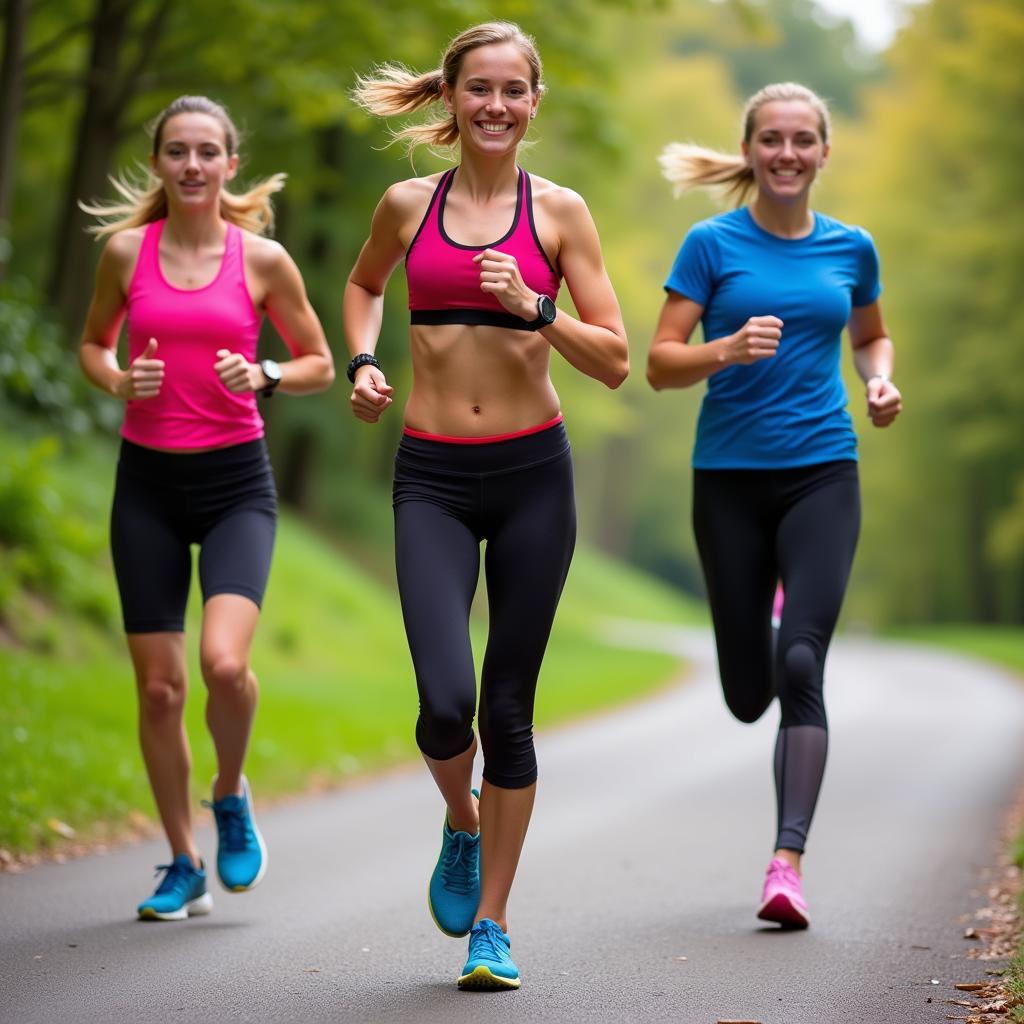 Women running in spats
