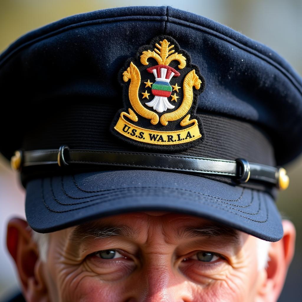 WW2 US Army Garrison Cap - A veteran wearing a meticulously preserved US Army garrison cap, showcasing the insignia and details of the era.