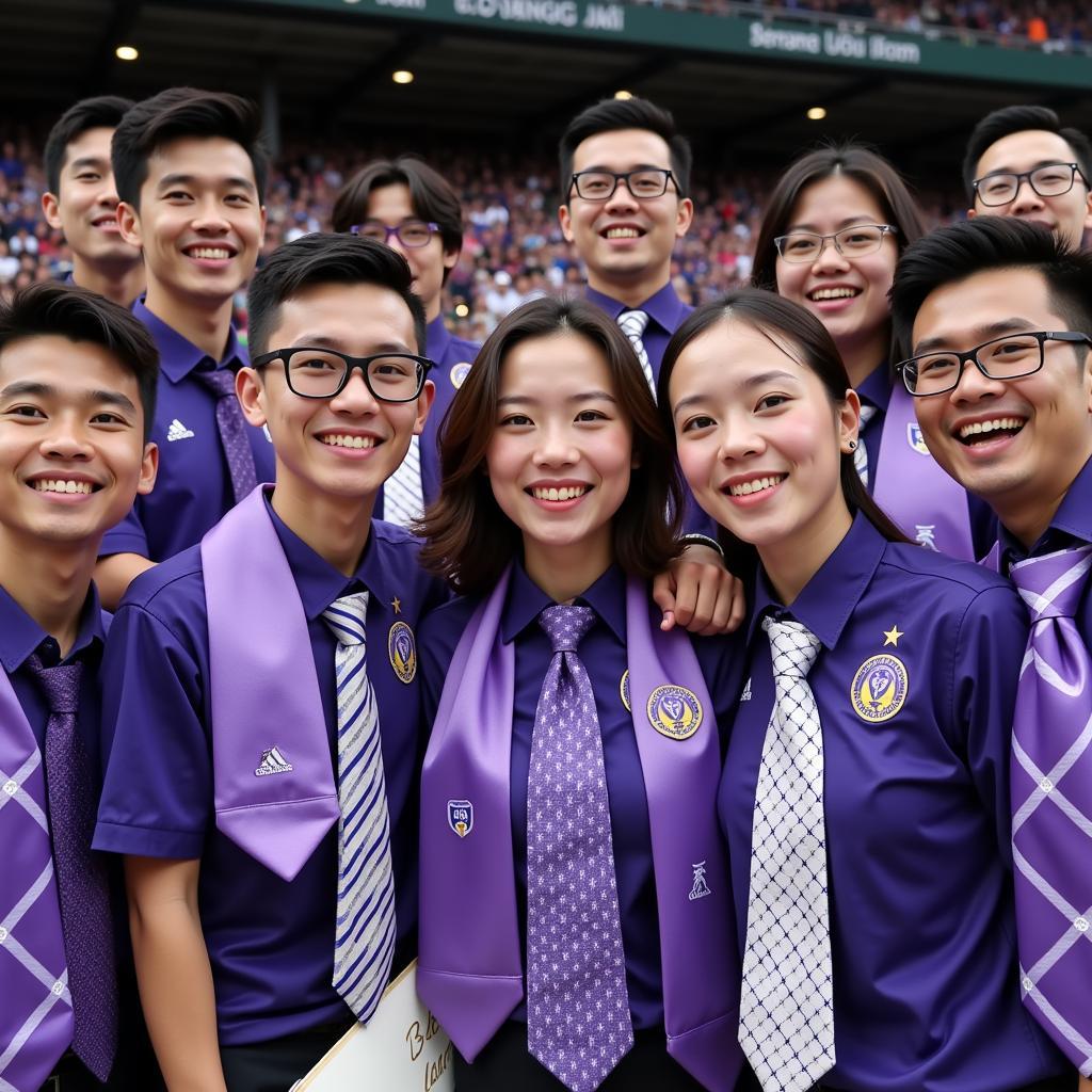 Purple pattern tie trend among Đội Bóng Đá fans