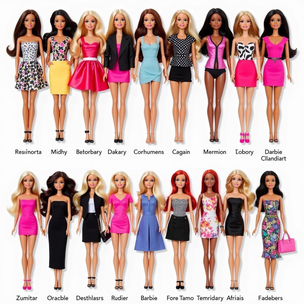 Image showcasing a collection of 2015 Fashionista Barbies.