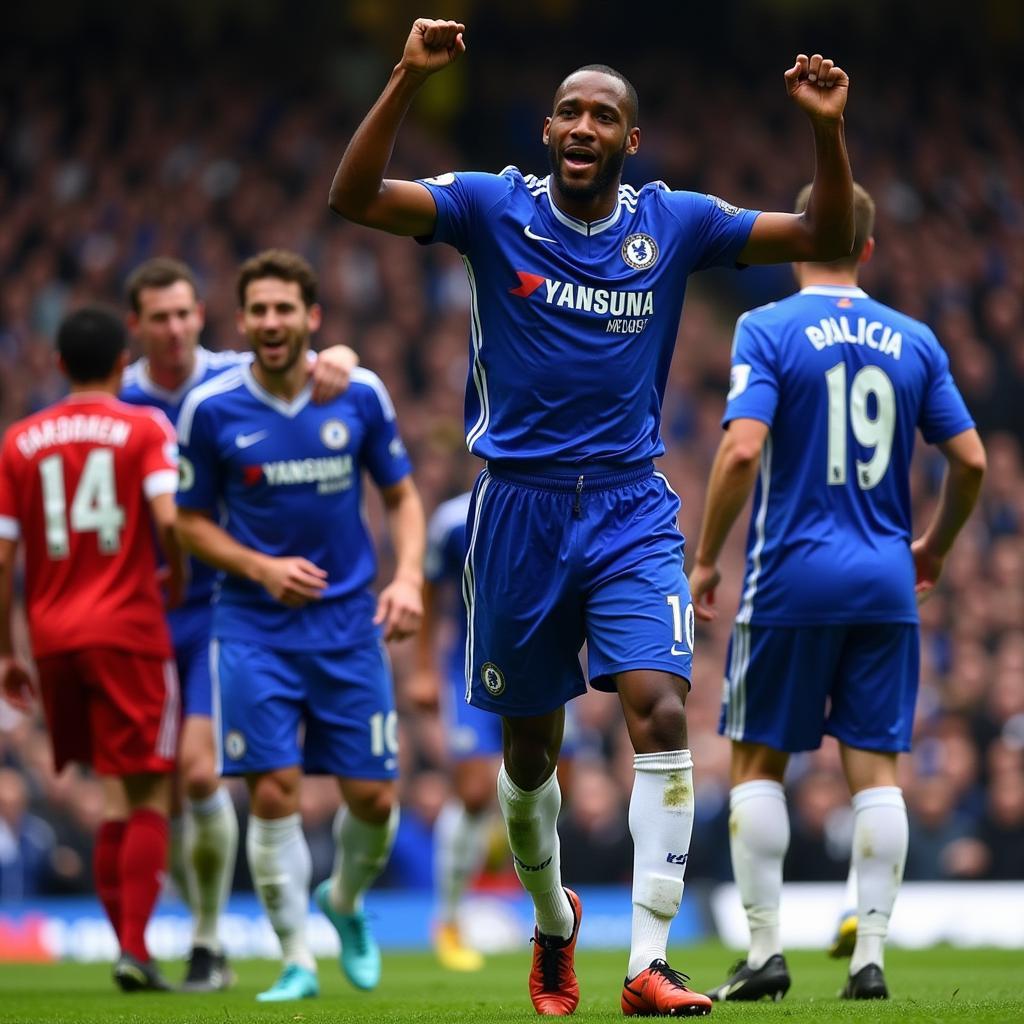 Anelka ăn mừng bàn thắng trong màu áo Chelsea