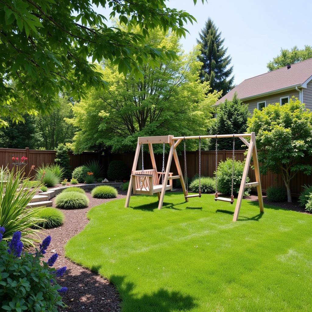 Landscaping Around a Swing and Stand Set