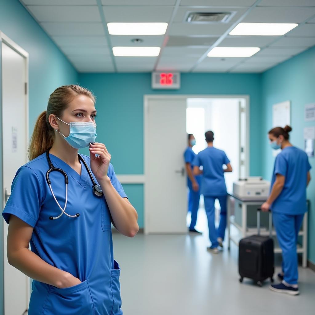 French hospital offering medical care for sore throats