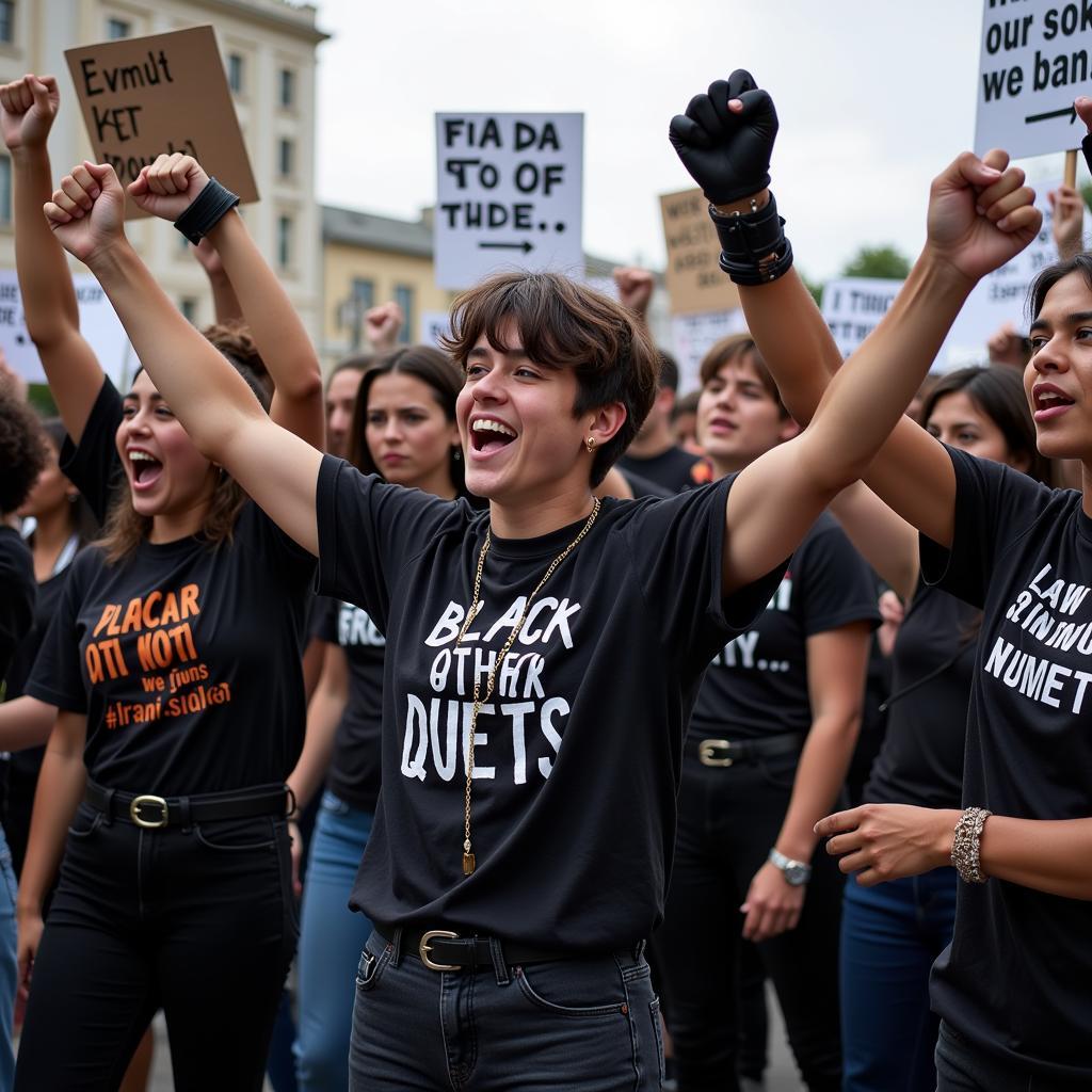 Black Power Clothes in a Protest