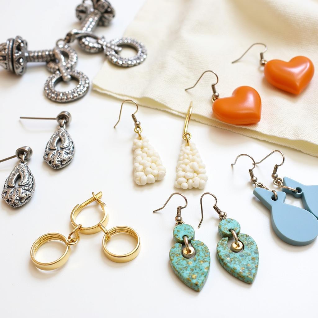 Close-up of B.N. Earrings showcasing materials