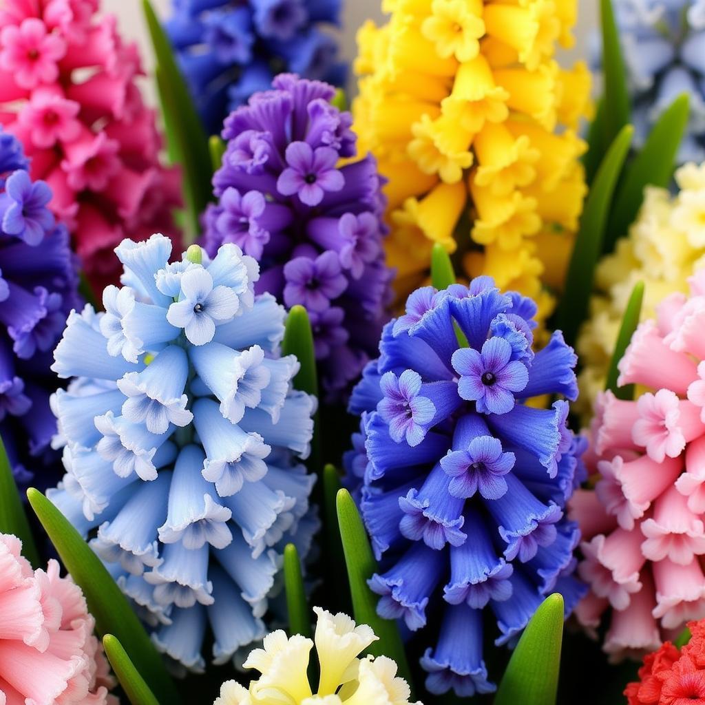 A collection of artificial hyacinths