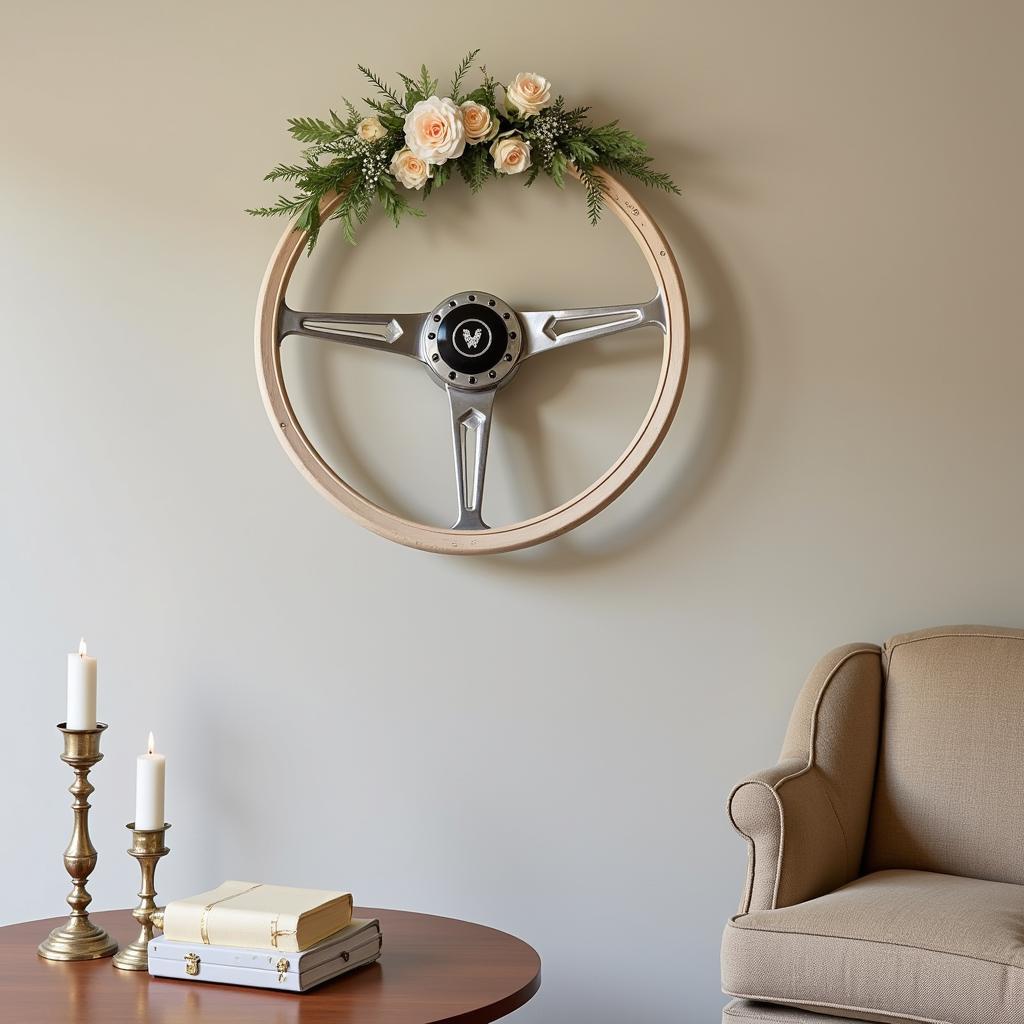 Bride Steering Wheel Repurposed as Wall Decor