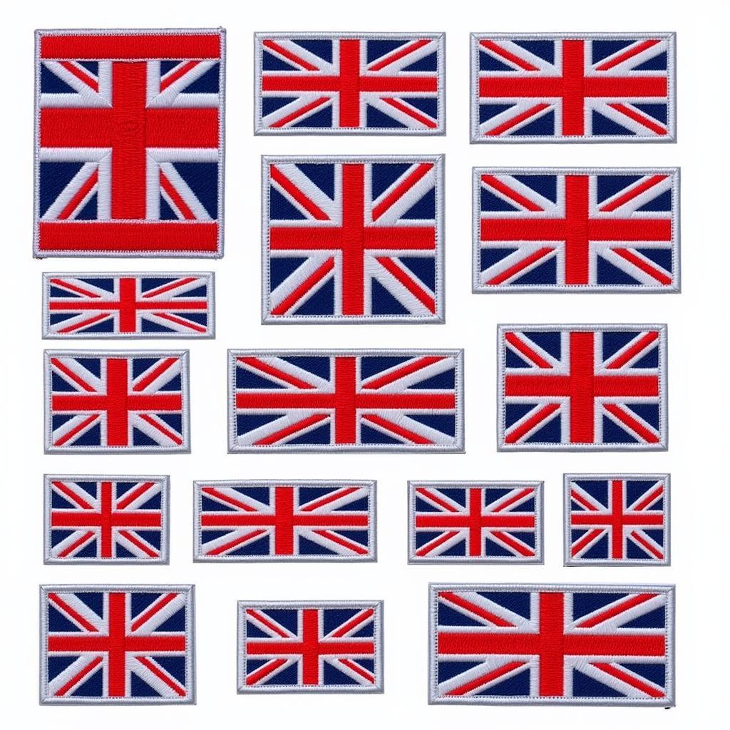 Các loại British flag patch với nhiều kích thước khác nhau