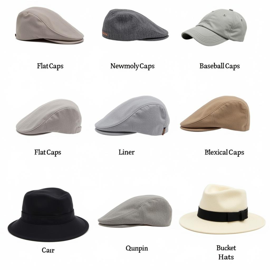 Different styles of men's linen hats