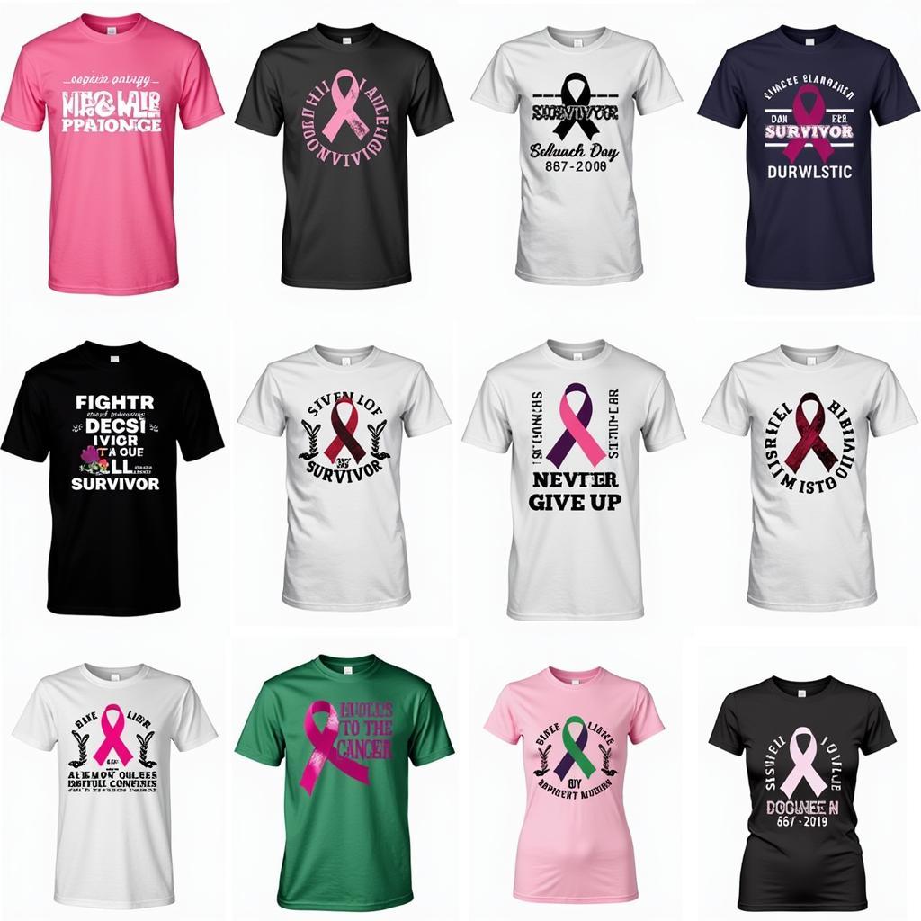 Cancer Survivor T-Shirt Designs with Inspirational Quotes and Ribbons