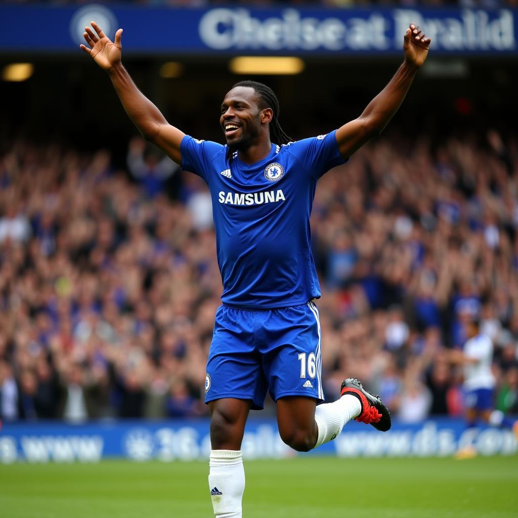 Didier Drogba Celebrating in the Chelsea 2010 Kit