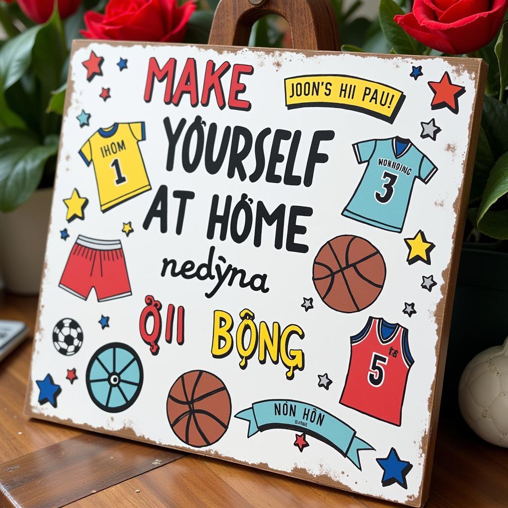 DIY "Make Yourself at Home" Sign Featuring Đội Bóng Đá Elements