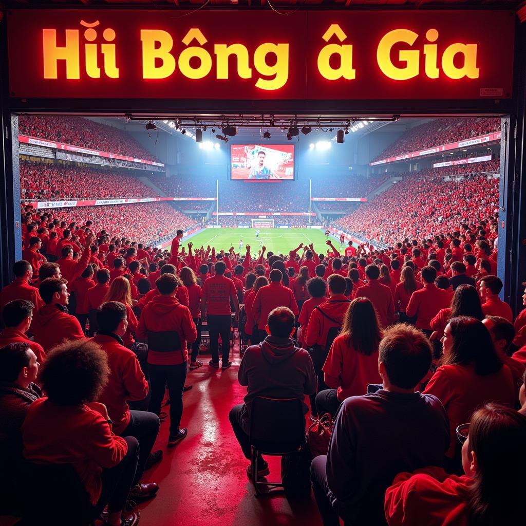 Đội Bóng Đá Fan Cave Featuring a Prominent "Make Yourself at Home" Sign