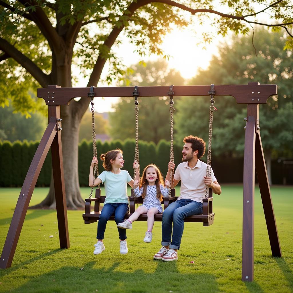 Family Fun on a Swing and Stand Set