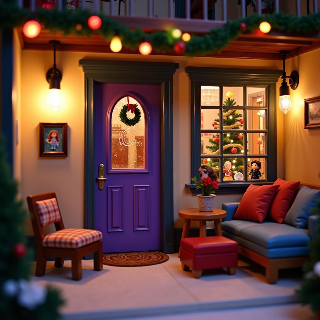 Căn hộ Monica và Rachel được trang trí Giáng Sinh trong Friends TV show christmas village