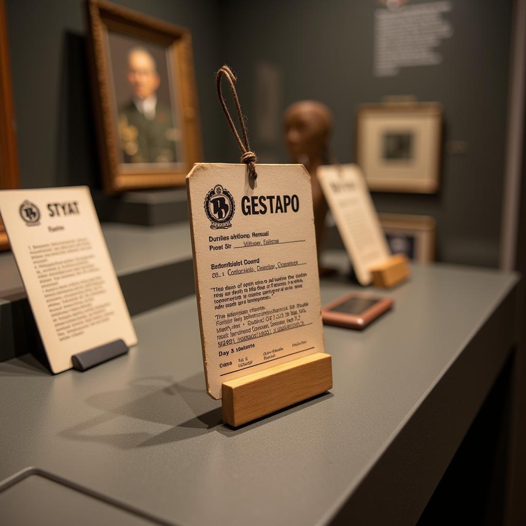 Gestapo ID in a museum display