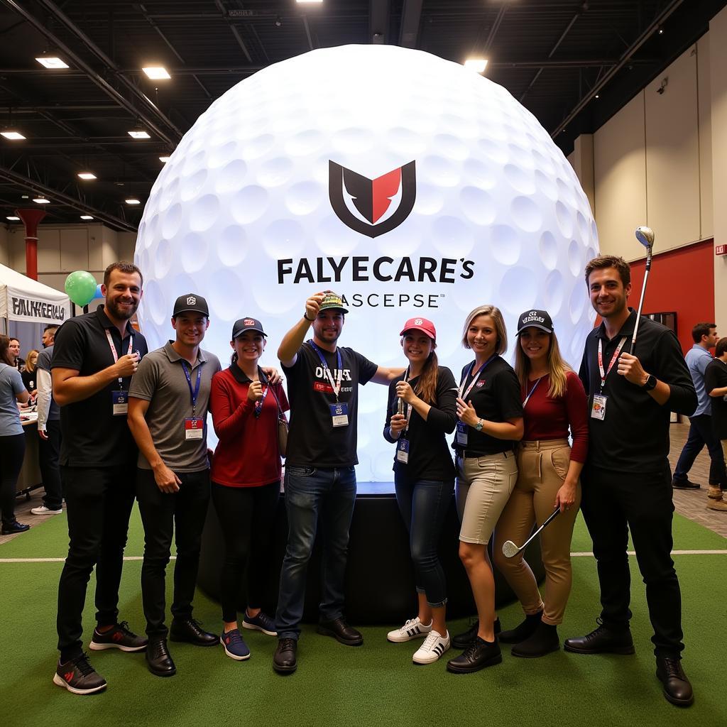 Giant golf ball prop as a photo booth backdrop