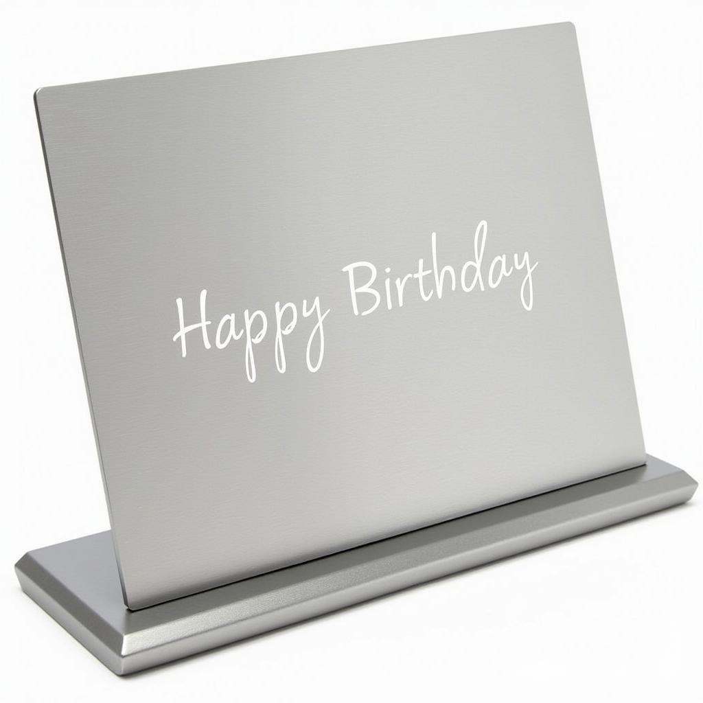 Elegant Metal Happy Birthday Plaque with Stand