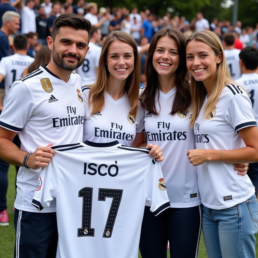 Real Madrid fans wearing Isco jerseys