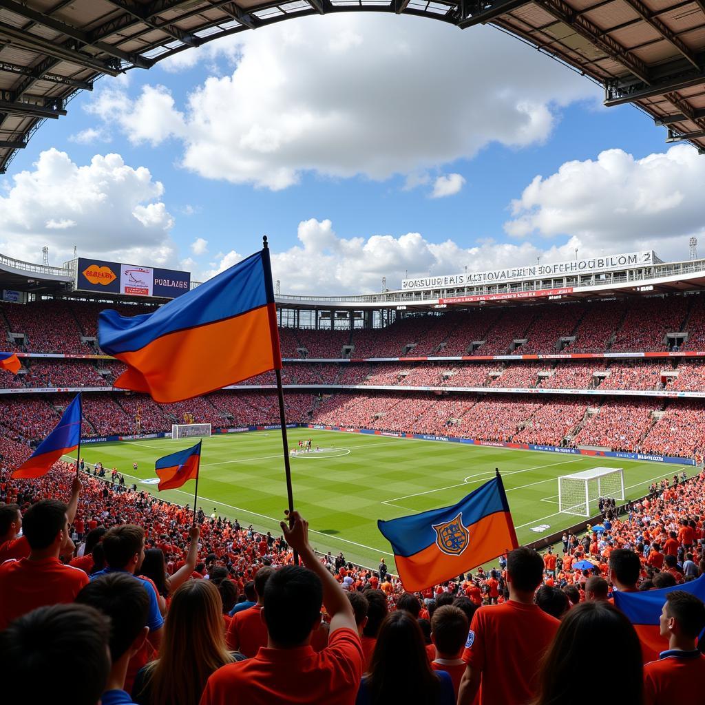 Jack Smith flags waving in a packed stadium