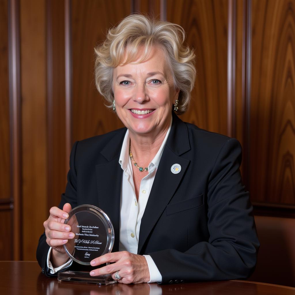 Jane Sutton receiving an award or recognition