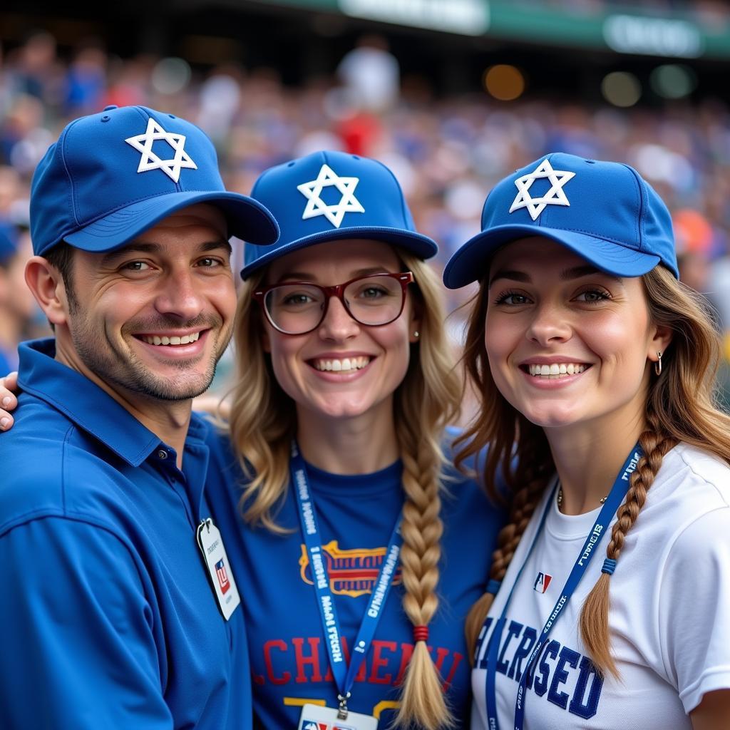 Jewish Baseball Fans Wearing Their Hats