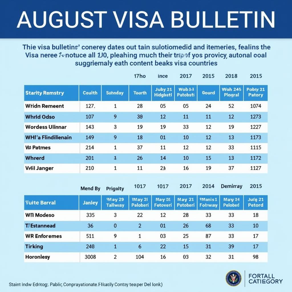 Lịch trình visa định cư Mỹ tháng 8