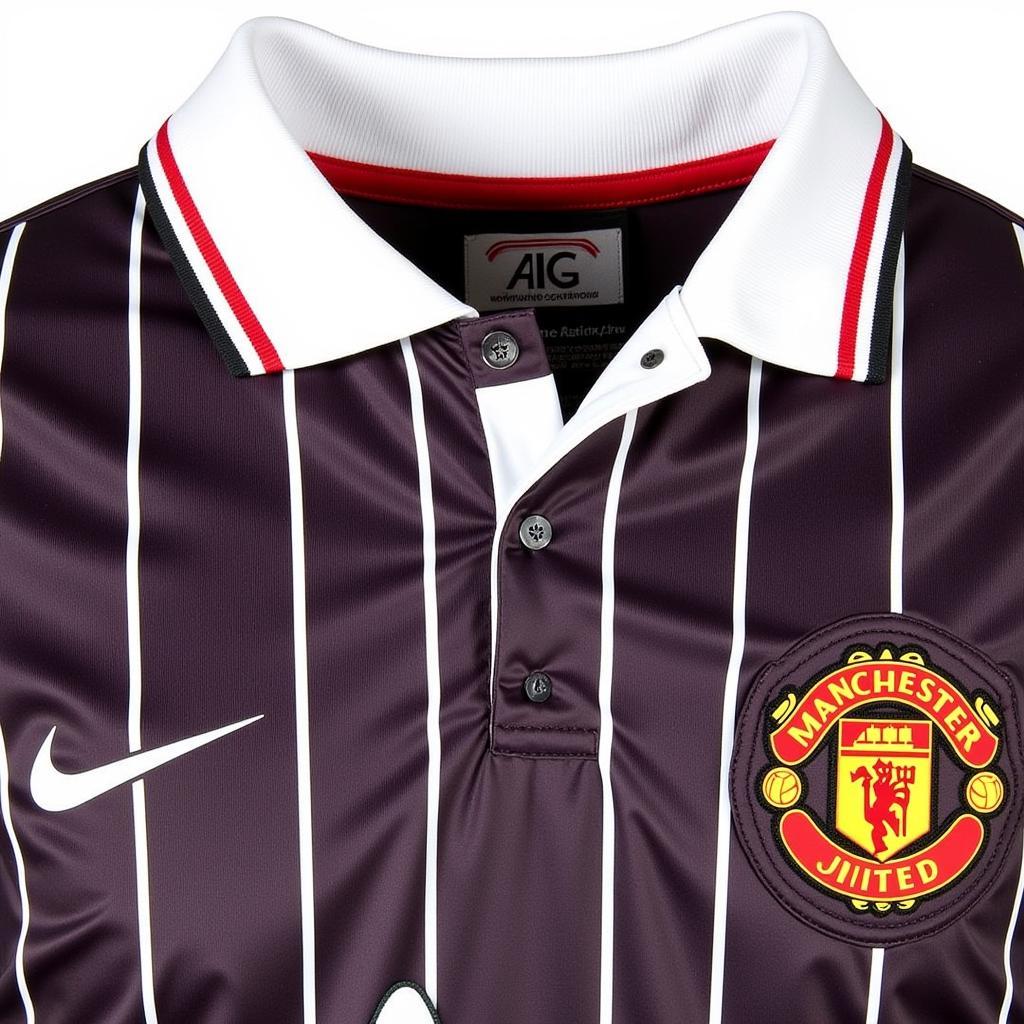 Close-up view of the Man Utd 07/08 jersey design