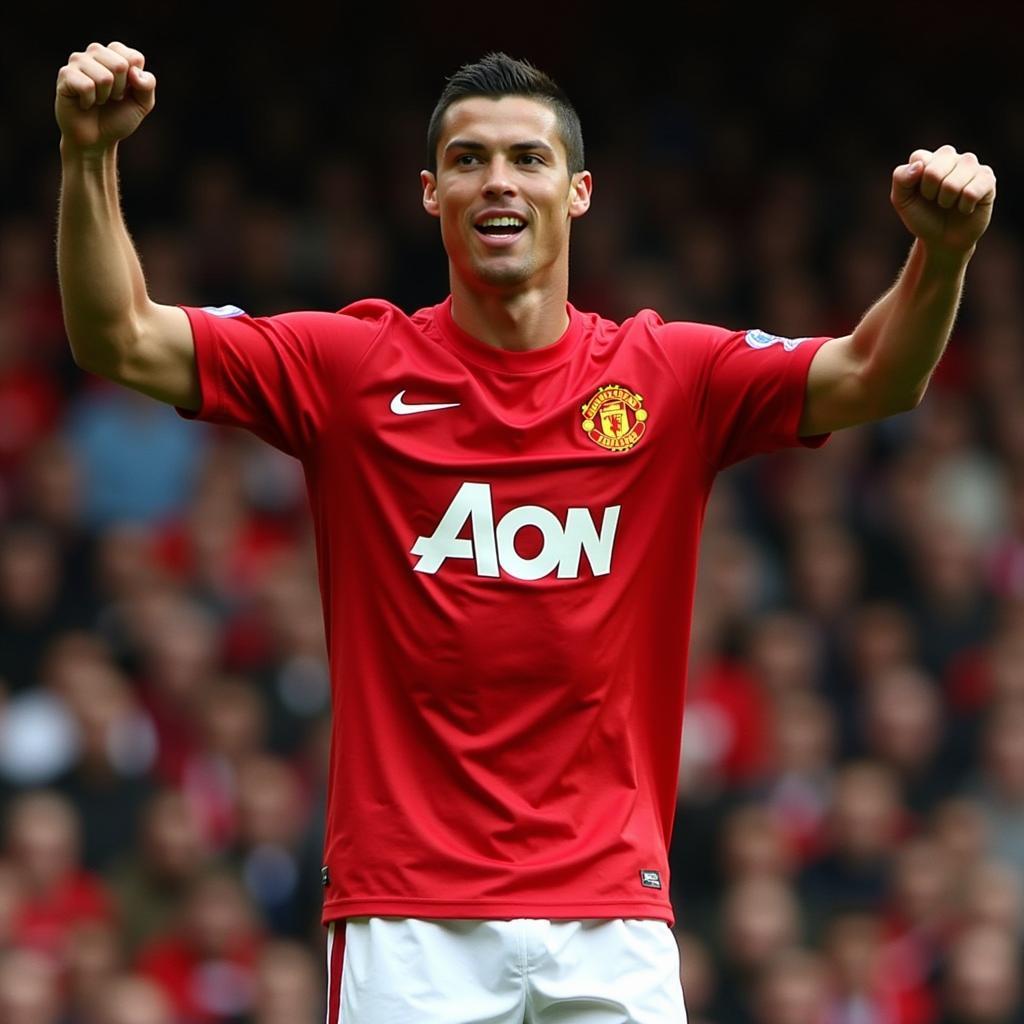 Manchester United home kit 2008 with Ronaldo