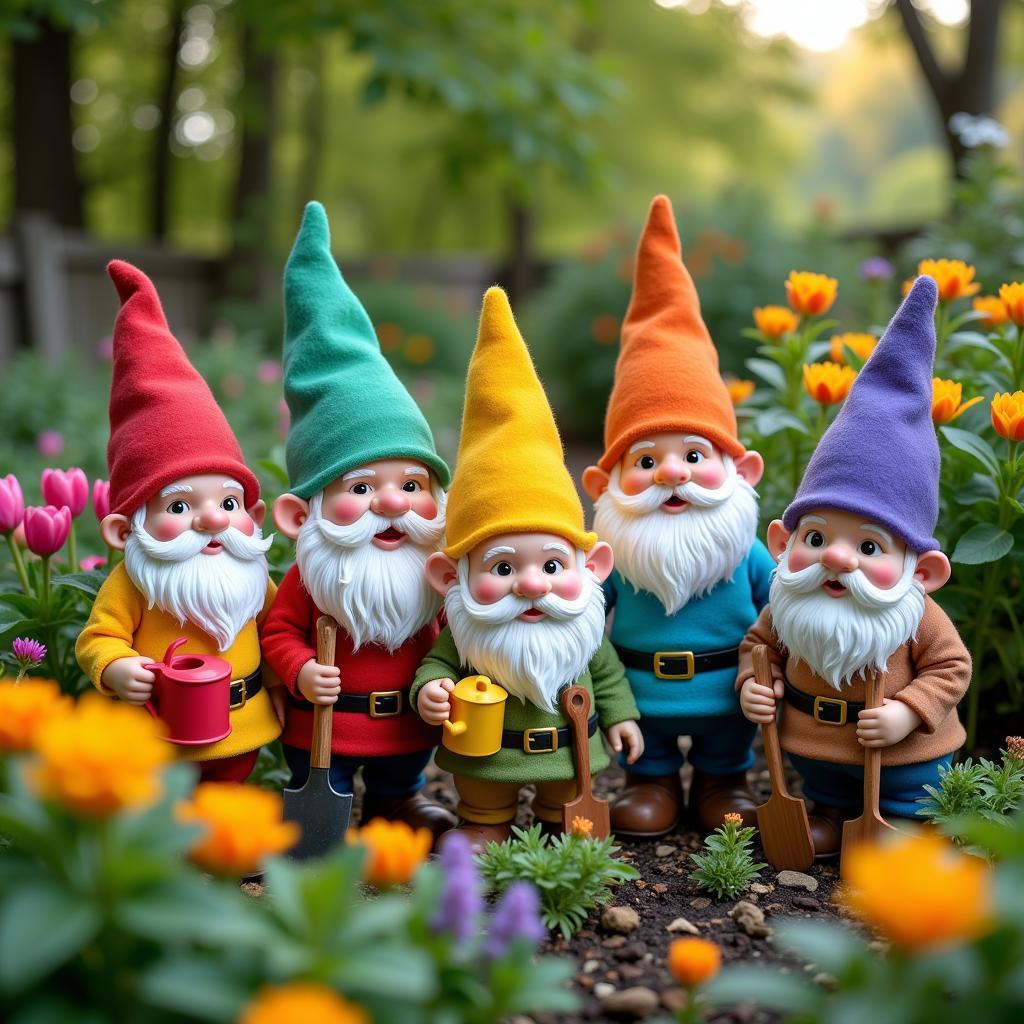 May Gnomes in a Garden