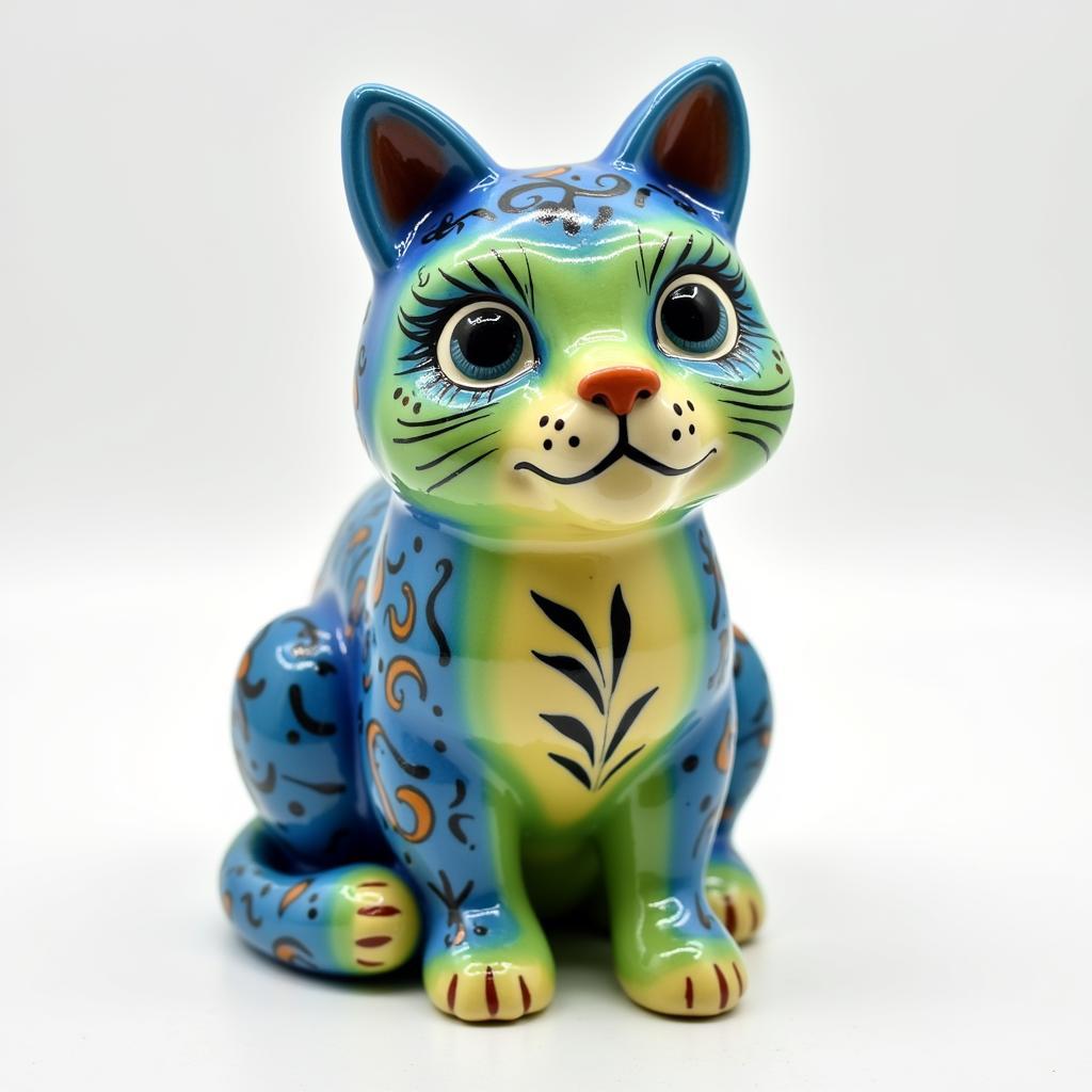 Colorful painted ceramic cat