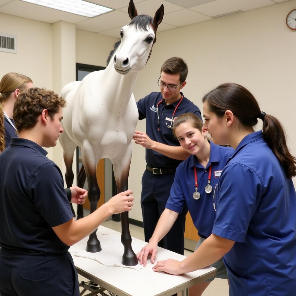 Horse mannequin in veterinary training