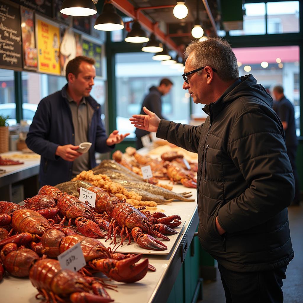 Asking vendor questions about lobster