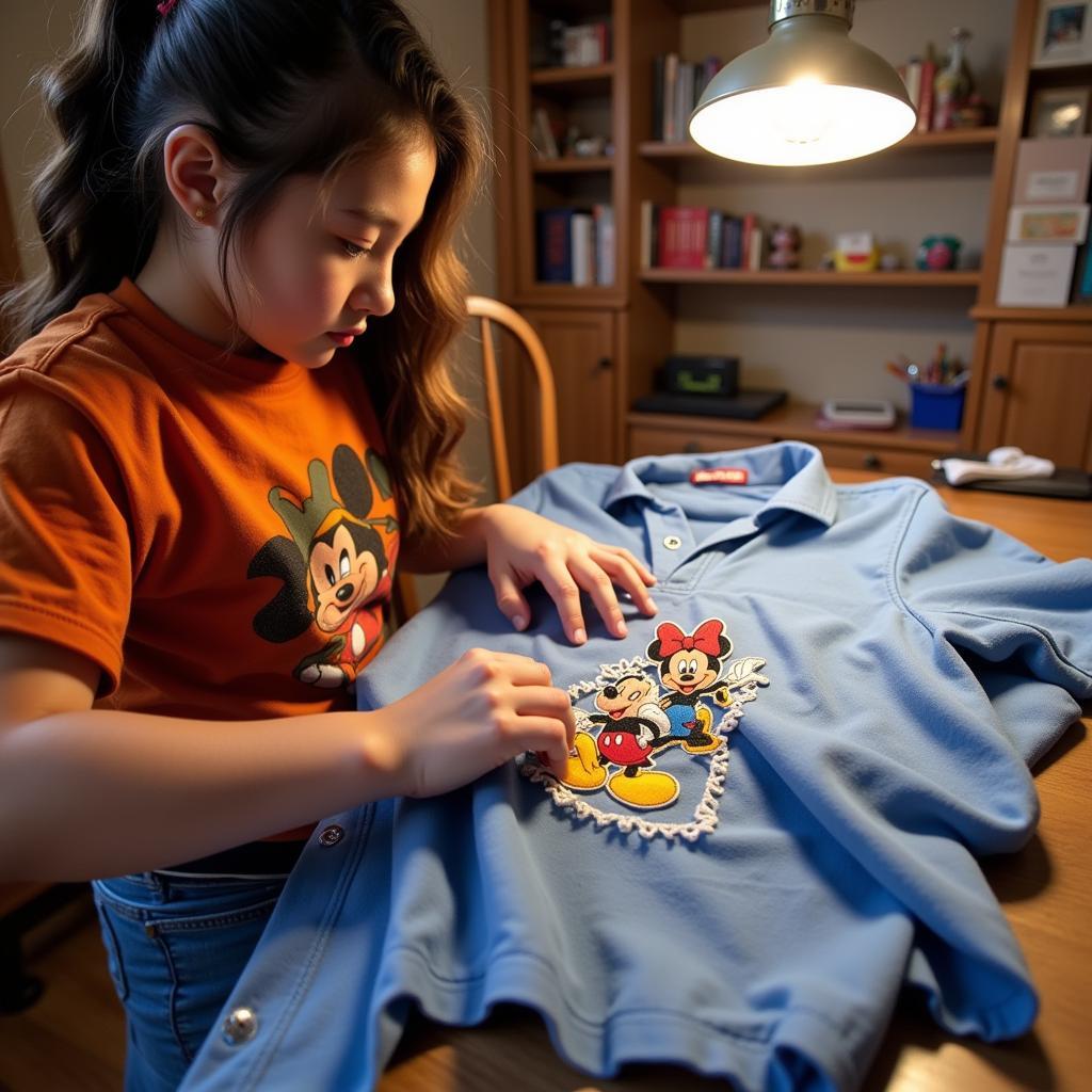 Repairing a torn Disney shirt