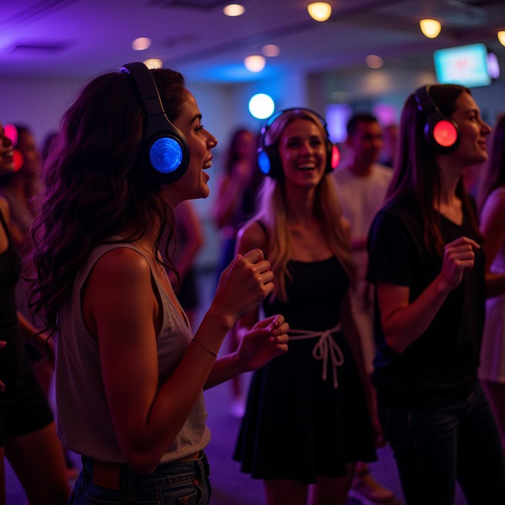 People enjoying Rochester Silent Disco with Wireless Headphones