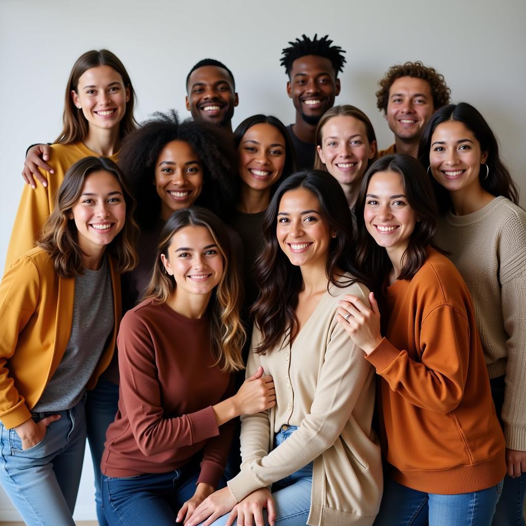 Celebrating Authenticity: A group of diverse individuals smiling confidently, showcasing their natural beauty.