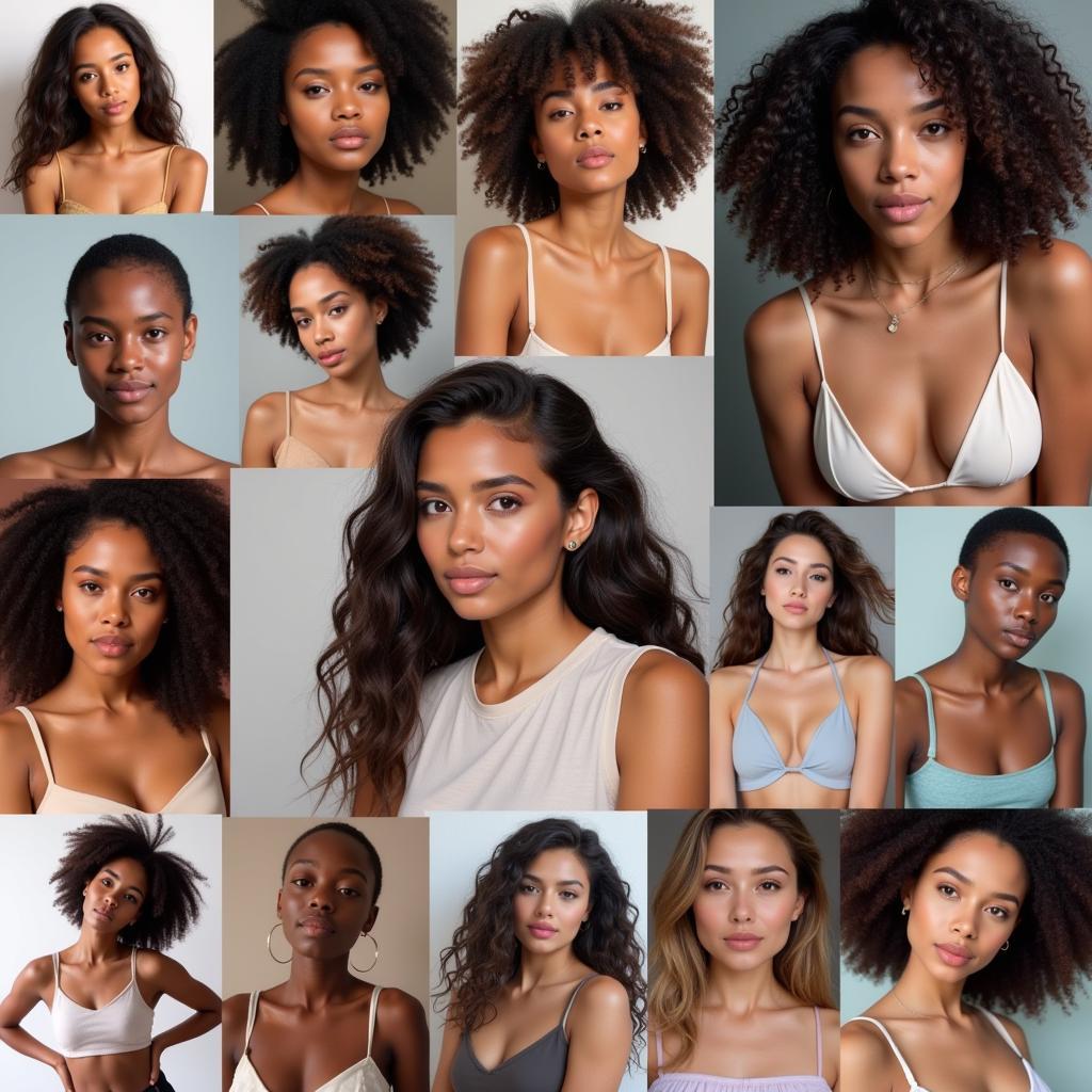 Social Media and Savvy Nude: A collage of diverse individuals embracing their natural beauty on social media platforms.